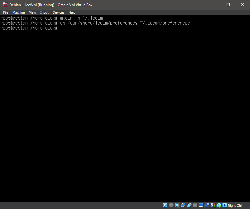Running 'cp /usr/share/icewm/preferences ~/.icewm/preferences'